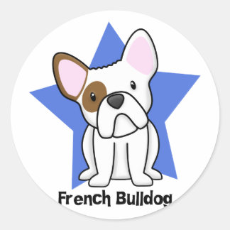 Sticker Rond Chien de taureaux français étoile Kawaii