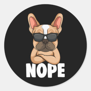 Sticker Rond Chien de taureaux Frenchie Nope Chien Maman Filles