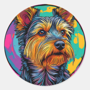 Sticker Rond Chien de Terrier australien
