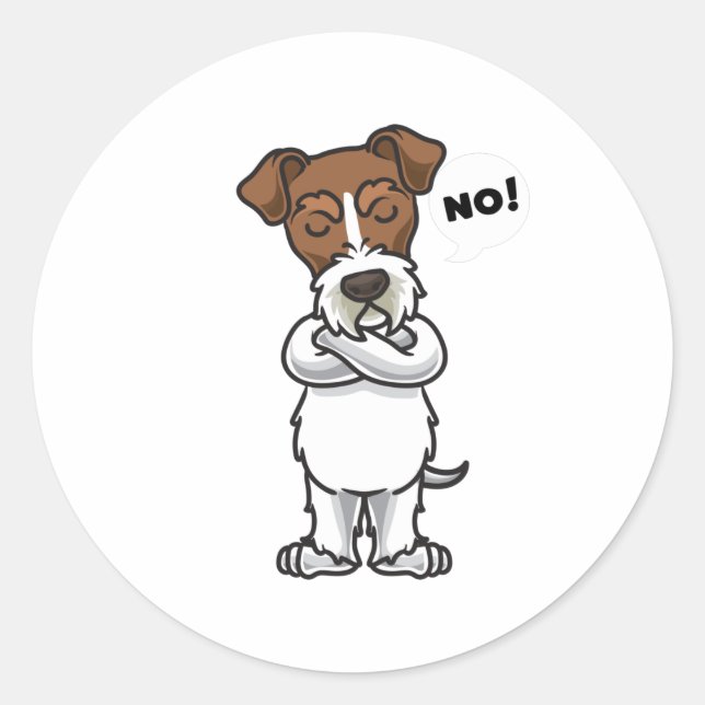 Sticker Rond Chien de Terrier renard de fil têtu (Devant)