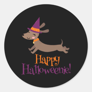 Sticker Rond Chien de Vienne Halloween squelette amateur de Dac