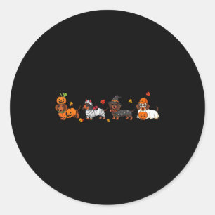 Sticker Rond Chien de Vienne Sorcière Joyeux Halloweenie Mignon