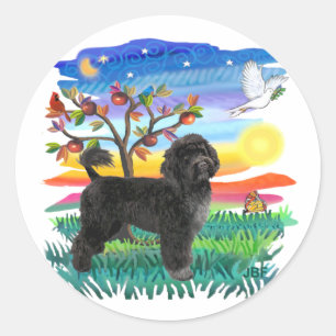 Sticker Rond Chien d'eau portugais (#2)