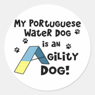 Sticker Rond Chien d'eau portugais Agility Chien