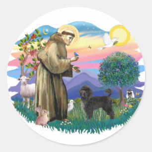 Sticker Rond Chien d'eau portugais (coupe à la retraite)
