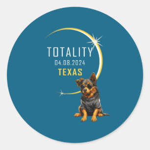 Sticker Rond Chien d'éclipse solaire totale du Texas