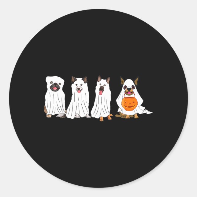 Sticker Rond Chien d'Halloween avec citrouille Chien d'Hallowee (Devant)