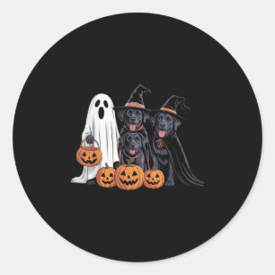 Sticker Rond Chien d'Halloween Black Labrador Lovers Citrouille