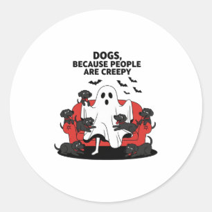 Sticker Rond Chien d'Halloween éffrayant Fantôme Éffrayant 23