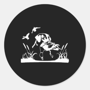 Sticker Rond Chien D'Oiseaux Chasse Du Saule Dans Le Chasseur D