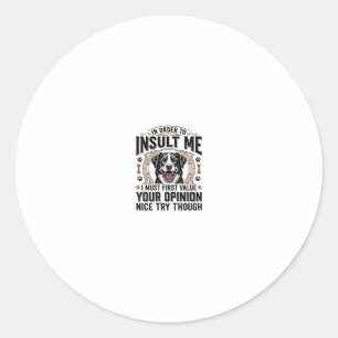 Sticker Rond Chien drôle avis vintage t-shirt design_1