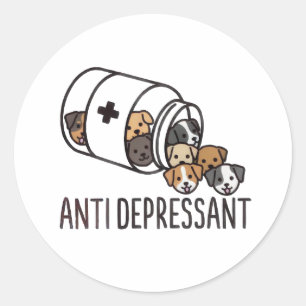 Sticker Rond Chien Drôle Bénir Zen Chihuahua Papa Maman Chien Y