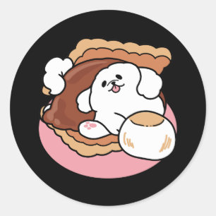 Sticker Rond Chien drôle et design de S'more – Pun pour amateur