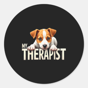 Sticker Rond Chien drôle Jrt Puppy Mon Therast Jack Russell Ter