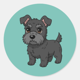 Sticker Rond Chien écossais noir mignon vert
