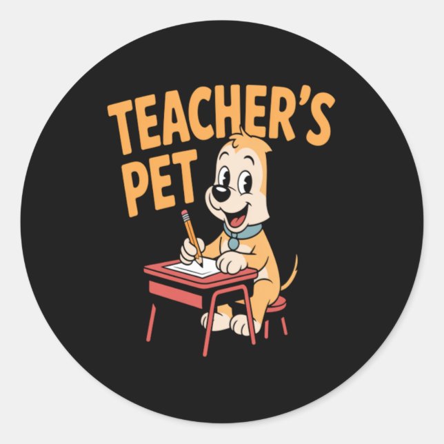 Sticker Rond Chien élégant d'élève de l'école primaire Professe (Devant)