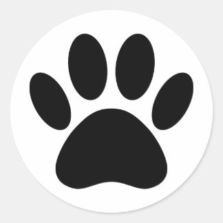 Sticker Rond Chien Empreinte de patte Art noir et blanc