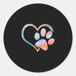 Sticker Rond Chien Empreinte de patte Psychedelic Tie Dye Angla