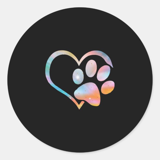 Sticker Rond Chien Empreinte de patte Psychedelic Tie Dye Angla (Devant)