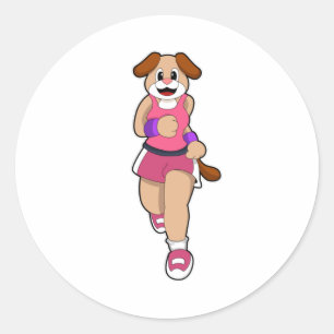 Sticker Rond Chien en course