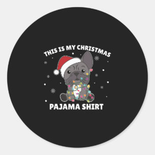Sticker Rond Chien En Gros Noël C'Est Mon Pyjama De Noël