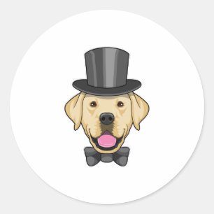Sticker Rond Chien en marié avec nœud papillon