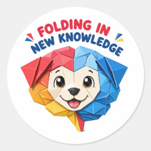 Sticker Rond Chien en origami mignon qui intègre de nouvelles c