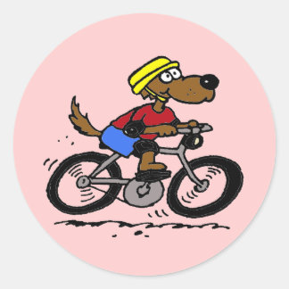 Sticker Rond Chien En Vélo !