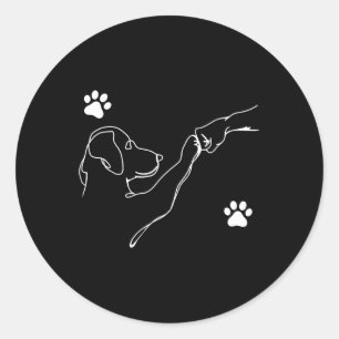 Sticker Rond Chien Et Personnes Punir Main Chien Amitié Poing F