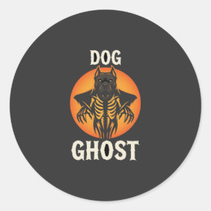 Sticker Rond Chien Fantôme Halloween Horreur Vecteur