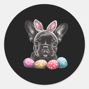 Sticker Rond Chien français de la fête de Pâques Chien français