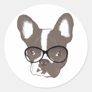 Sticker Rond Chien français élégant