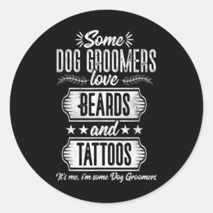 Sticker Rond Chien Groomer Oreilles Et Tatouages Animaux De Com