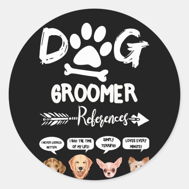 Sticker Rond Chien Groomer Références Cadeau Grooming Chien Sal (Devant)
