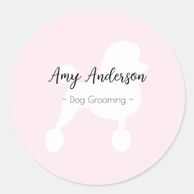 Sticker Rond Chien Grooming Personnalisé (Devant)