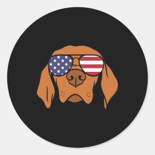 Sticker Rond Chien hongrois Vizsla 4 juillet