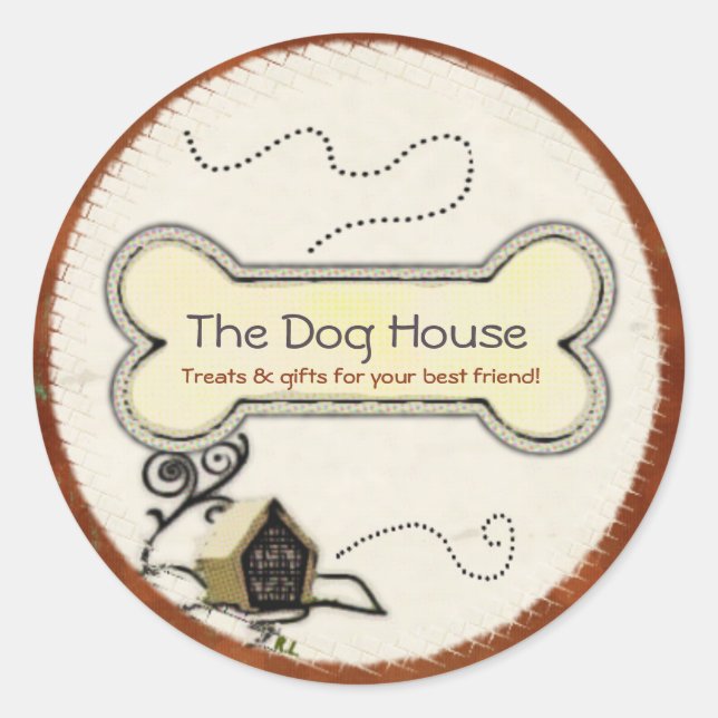 Sticker Rond Chien House PET TRAITES DONS ENTREPRISE (Devant)