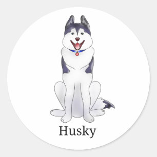 Sticker Rond Chien Husky