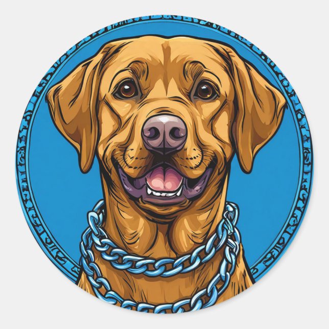 Sticker Rond Chien labrador cool (Devant)