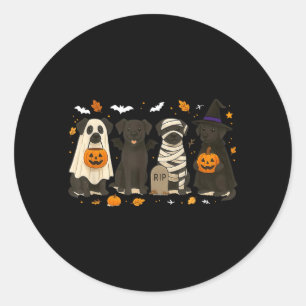 Sticker Rond Chien Labrador Retriever noir Halloween