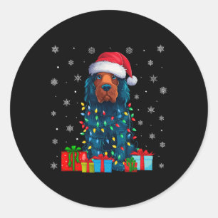 Sticker Rond Chien laide Noël clair chapeau portugais eau chien