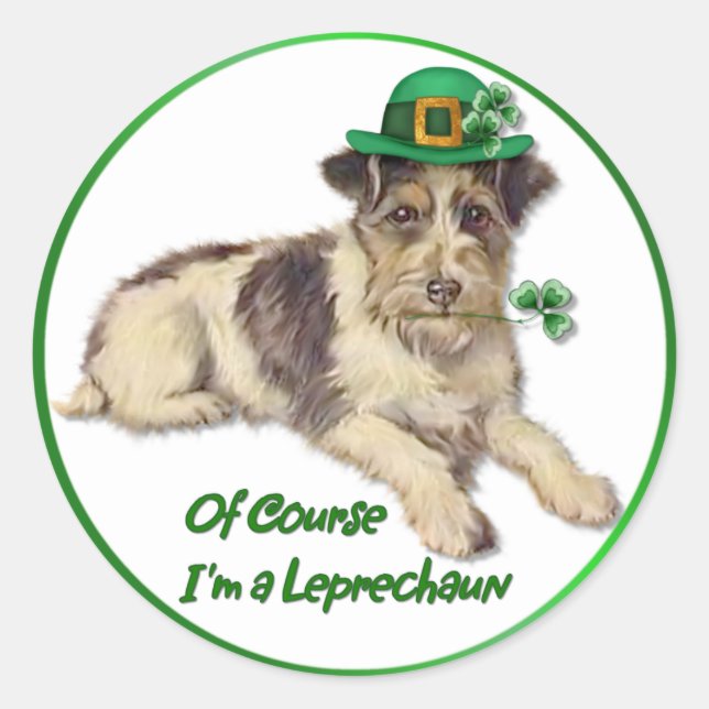 Sticker Rond Chien Leprechaun (Devant)