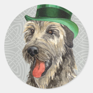 Sticker Rond Chien-loup irlandais du jour de St Patrick