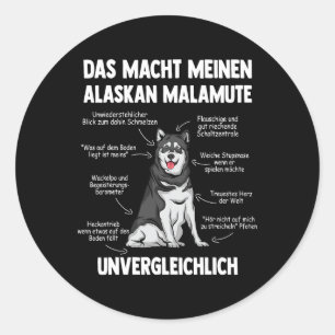 Sticker Rond Chien Malamute de l'Alaska anatomie d'un Malamut d