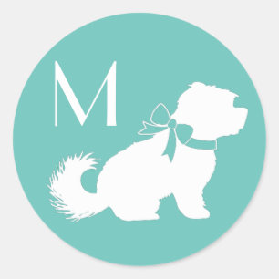 Sticker Rond Chien maltais Chien Chien Chien Chien Chien Chien