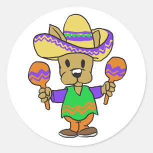 Sticker Rond Chien mexicain mignon avec maracas choisir la co