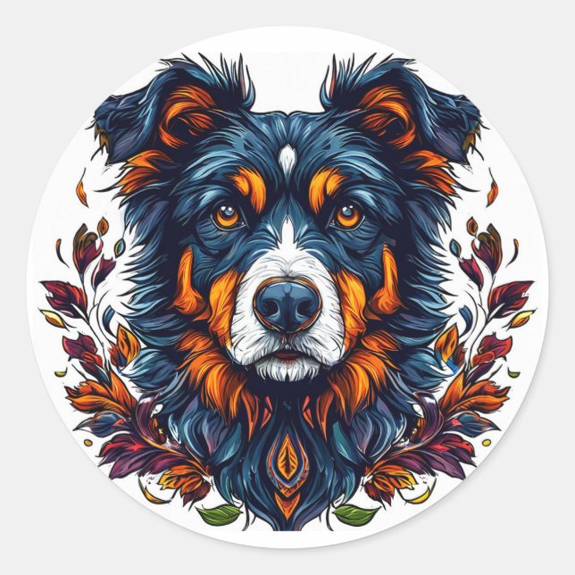 Sticker Rond Chien mignon (Devant)