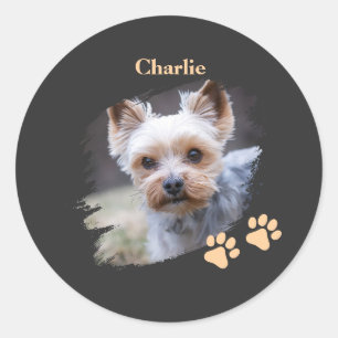 Sticker Rond Chien mignon avec nom personnalisé
