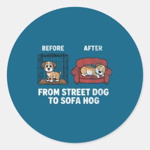 Sticker Rond Chien Mignon Chien de Cochon Adoption Rue Canapé S