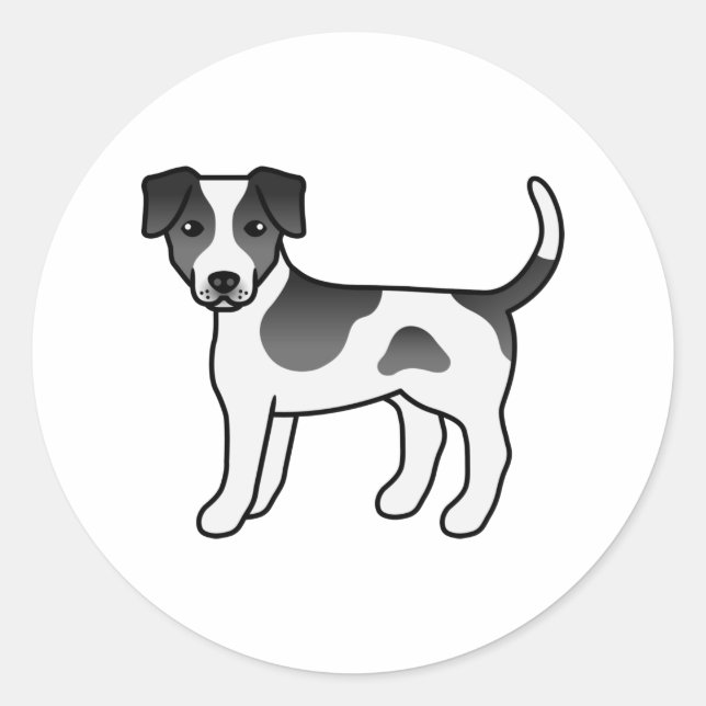 Sticker Rond Chien mignon Danois-Suédois Noir Et Blanc (Devant)